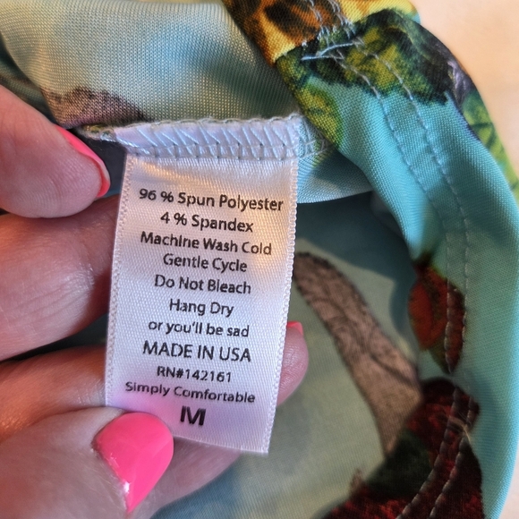 Lularoe Women's Turquoise Floral Pull On Skirt Medium Azure A Line Red Roses - Picture 8 of 8